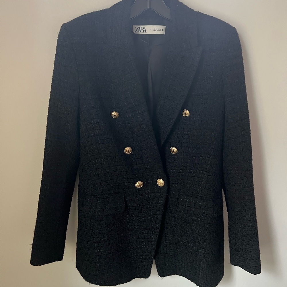 Zara Black Textured Blazer